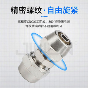 JIN Quick Connect Straight Connector PU-6-8-10 Copper Plated Nickel <b>Lock</b> Nut Type Air Hose Fitting - Product Image 5