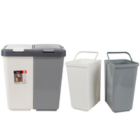 Seau de stockage de déchets en plastique à couvercle roulant ouvert de 10 litres avec 2 compartiments, certifié EN840, pour usage domestique