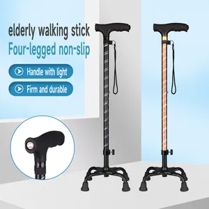 Free Standing Adjustable Walking Stick Crutch Four-legged Quad Walking Cane For Elderly