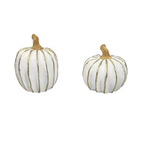 Figurine de citrouille blanche en résine avec ligne dorée, décoration d'automne, statue de citrouille, décoration de table pour Thanksgiving