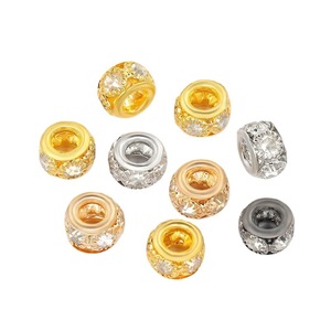 Copper Rhinestone <b>Spacer</b> Beads Round Large Hole Cubic Zirconia Jewelry Findings DIY Accessories - Product Image 5