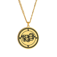 Les sceaux d'or des 72 esprits, la moindre clé du roi salomon Asmoday, origine du démon goetia-37-48, collier pendentif en acier inoxydable