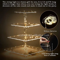 Support à cupcakes moderne à 4 niveaux en acrylique avec guirlande lumineuse LED, présentoir de gâteaux pour le thé de l'après-midi, pour mariages, anniversaires, événements