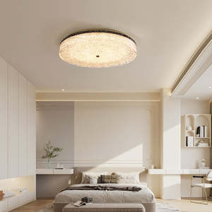 Nordique moderne rond plafonnier AC alimenté LED Source de lumière Base en fer abat-jour en verre lustre décoratif pour chambre maison hôtel - Product Image 2