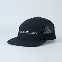 Casquette Gorpcore 5 panneaux 2026 avec logo personnalisé, en maille noire, pour la course, broderie Urban Athletic Club, performance sportive, vente en gros