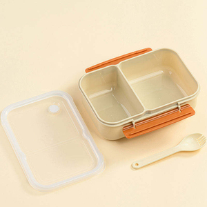 Large Capacity 3 Compartments Heatable Leak Proof Portable Square Plastic Bento <b>Lunch</b> <b>Box</b> Transparent Top Lid <b>School</b> Ready - Product Image 5