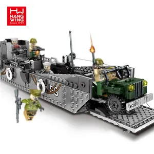 Bildungs blöcke Spielzeug Kit Junge Militär krieg Spielzeug Diy Landung schiff Baustein Set Kunststoff Hot Selling Produkte 413 Stück Unisex