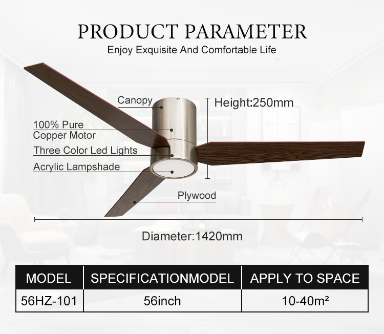 Ex-factory Price Living Room Decorative Lighting Iron Material Led Ceiling Fan Light