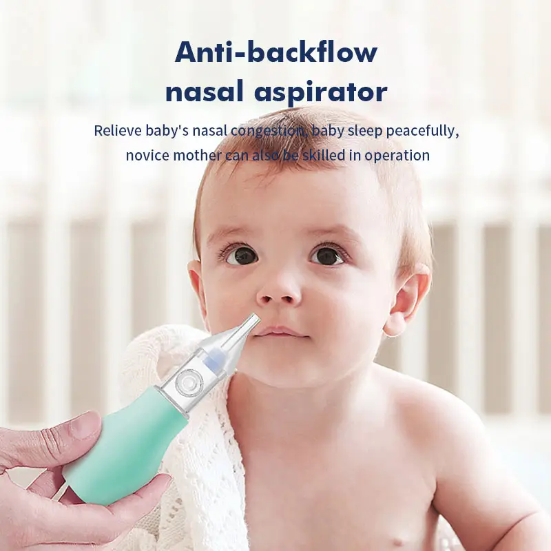 Wholesale BPA free Infant nasal aspirator pump type vacuum nose cleaner bebe soft silicone baby care nasal aspirator