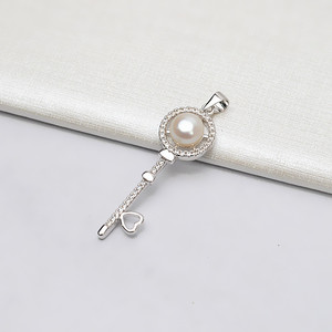 Pendentif en argent S925 en forme de clé, pendentif en forme de cœur pour femme, accessoires de bijoux en perles DIY avec plateau vide, fournitures artisanales Tide 611 - Product Image 2