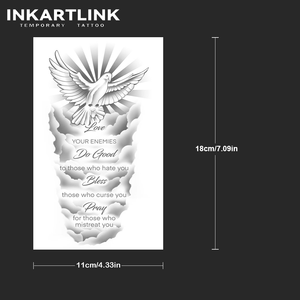 Autocollant de tatouage INKARTLINK pour le corps, autocollant de tatouage en papier, colombe sacrée, citation religieuse, imperméable, écologique, longue durée, 15 jours - Product Image 4