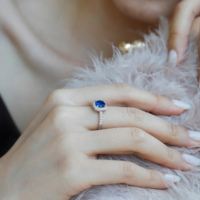 Bague en argent avec charme, ton bleu, or blanc, zirconium rond, saphir, bijoux exclusifs pour femmes, hautement appréciés par Dylam
