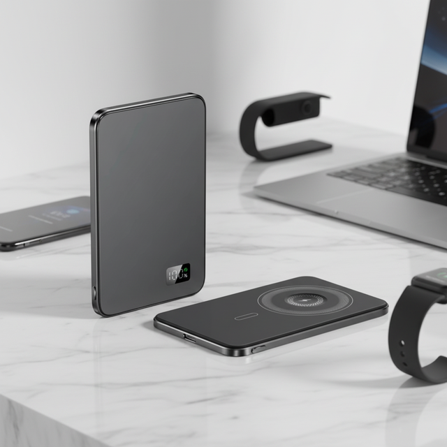 Qi2 Slim 5000mAh High Quality Wireless Charging Power Bank Aluminum 3-in-1 Magnetic Battery Pack Powerbanks for iPhone