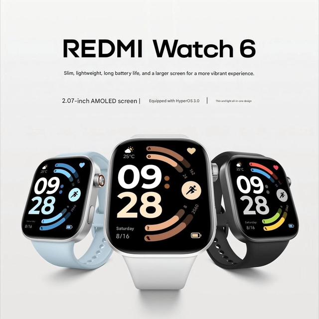 M2523W1 REDMI Watch 6 Fitness Tracker 2 Inch AMOLED Answer Calls 5ATM Heart Rate Sleep Monitor with Chinese Plug