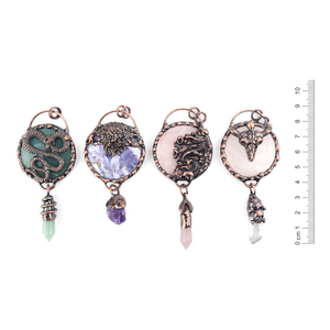Pendentifs en pierres de cristal naturelles enveloppées à l'ancienne pour femmes, ornements en cristal naturel de guérison en gros - Product Image 1