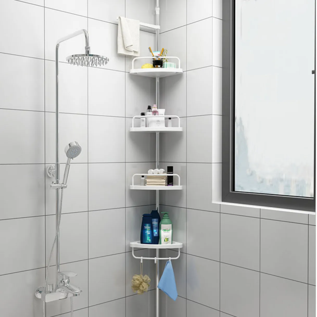 Plastic Retractable Bathroom Toilet Wall Multi Bath Soap Corner rack Shelf Multilayer Storage Shelves Stacking Towel Rack Stand