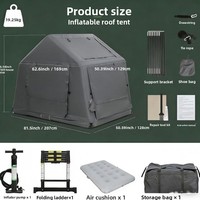 Tente de toit gonflable pour le camping, tente gonflable pop-up facile à installer avec matelas pneumatique, pompe et échelle
