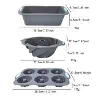 Ensemble de 3 moules à gâteaux en silicone résistant à la chaleur pour les produits de cuisson de cuisine ménagers adaptés à la cuisson de gâteaux et de pains