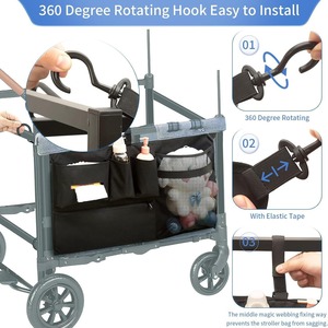 Infant Carriage Storage Bag Nylon Medium Capacity Open Closure Water Resistant For Stroller Organizing - Product Image 4