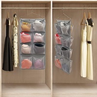 Organisateur de rangement suspendu grande capacité pour porte, 16 poches en filet, cintre rotatif pour soutiens-gorge, sous-vêtements, chaussettes, pour placard et chambre