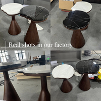 Table basse de luxe au design italien moderne, plateau en bois noir et blanc, base en bois massif exquise, meubles de salon faits à la main