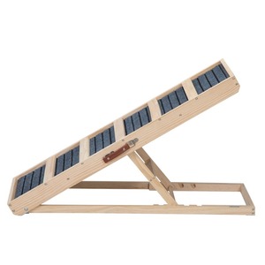 Rampa per animali domestici in legno lunga 39 ", rampa pieghevole per gatti con regolazione dell'altezza da 16.3" a 24 "e tappetino antiscivolo per divano letto, naturale - Product Image 3