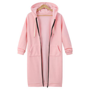 Manteau long à capuche en molleton pour <span class=keywords><strong>femme</strong></span>, style européen et américain, à manches longues, mi-longueur, automne-hiver 2026 - Product Image 5