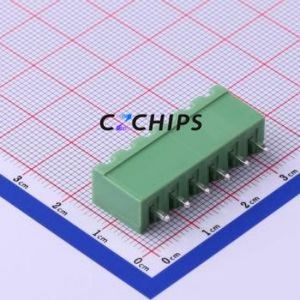 XY2500V-B-5.00-6P Plug-in Terminal Block Through hole,P=5mm Connector Board-to-Board / Socket - Closed 1x6P 5mm Green - Product Image 2