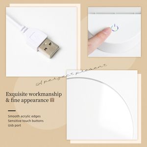 Veilleuse ronde en acrylique personnalisée/en gros, veilleuse tactile ronde en acrylique avec câble USB, 3 couleurs réglables pour la chambre - Product Image 4