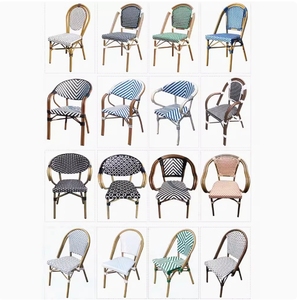 Juego de Mesa y Sillas de Comedor Estilo Bistro de Jardín Francés Vintage, Silla de Ratán Apilable para Patio, para Bodas al Aire Libre, Hoteles y Restaurantes - Product Image 6