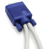 Adaptor Komputer Kabel Splitter Vga Pria Ke Vga Wanita 30Cm VGA 15 Pin PC Pria Ke 2 Dual Female untuk Proyektor TV