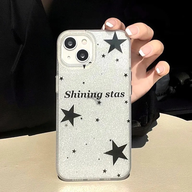 Punk Cool Shiny Star Glitter Phone Case for IPhone 14 pro max 11 12 13 Pro Max Korea INS Phone Cover