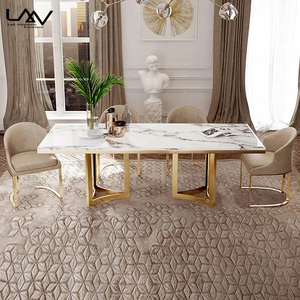 Juego de <span class=keywords><strong>comedor</strong></span> <span class=keywords><strong>cromado</strong></span> moderno y elegante, mesa de cocina con tapa de mármol para el hogar, oficina, restaurante, sala de estar - Product Image 4