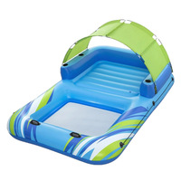 Châteaux gonflables en PVC personnalisés pour quatre personnes et îles flottantes avec parasols, installations de loisirs aquatiques