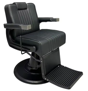 Sillón de Barbería AY de Lujo con Costuras Negras - Silla de Peluquería Hidráulica Ajustable con Reposabrazos de Metal - Product Image 4