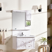 Armoire moderne étanche en pvc avec double évier, armoire à lavabo rotative en acrylique, miroir de salle de bains, style français