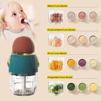 Babyvoedselprocessor Elektrische Mini-hakselaar met Hoge Borosilicaat Glazen Kom en 8-blads snijsysteem 200W 1 Jaar Garantie