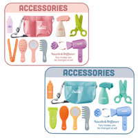 Ensemble 11 pièces de salon de coiffure pour enfants, jouet de jeu de rôle en PVC souple avec boîte de rangement, kit de coiffure pour les tout-petits de 24 mois et plus