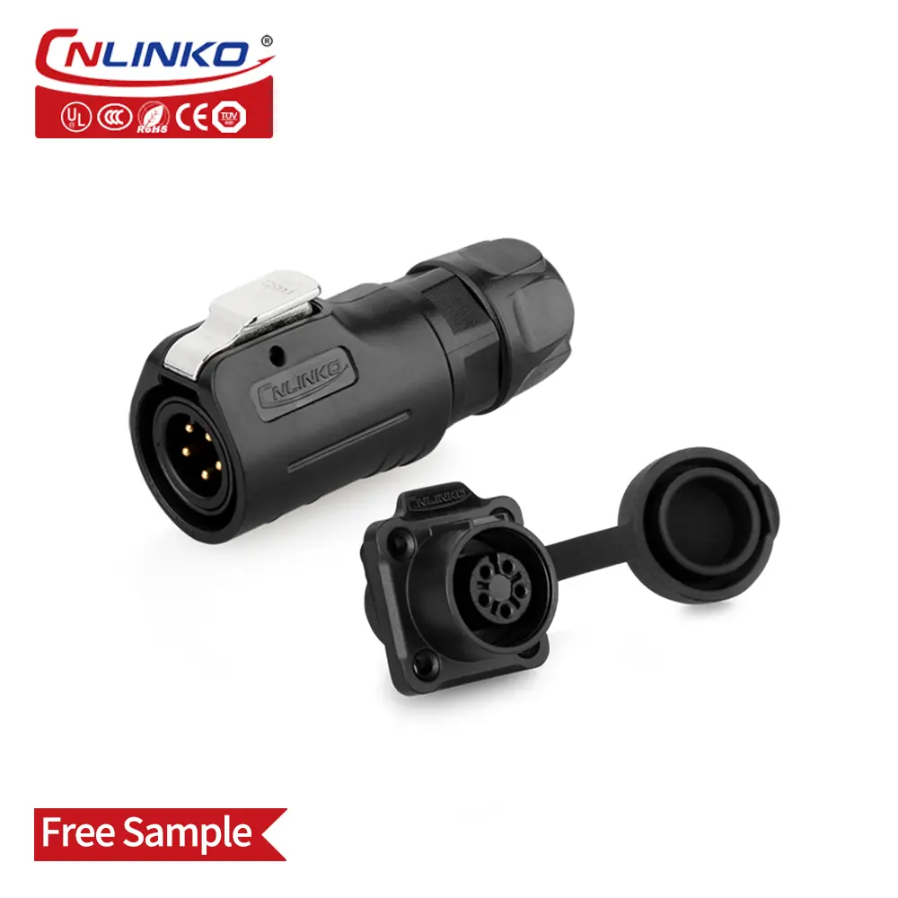 CNLINKO Bulkhead IP67 Electrical 12V DC Panel Mount 5Pin Male to Female Waterproof Connector