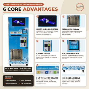 Distributeur automatique de glace en libre-service, production quotidienne de 160 kg, stockage de 60 kg, ensachage automatique, distributeur de glace en vrac pour les magasins, les cafés, les stations-service - Product Image 4