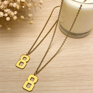 Collana con Ciondolo Numero Personalizzato in Acciaio Inossidabile Lucidato Placcato Oro 18K Gioielli Minimalisti Impermeabili Resistenti allo Sbiadimento <span class=keywords><strong>per</strong></span> Donne e Uomini - Product Image 3