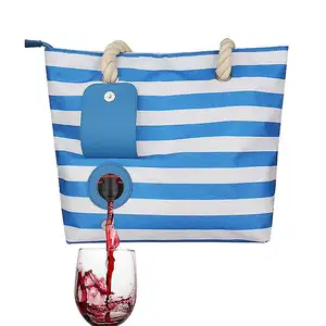 Beach Wine Tote Bag Portable Heat Insulation Outdoor Camping Wine Purse Insulated Beach Tote With Hidden Compartment