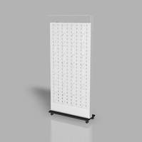 Présentoir mobile blanc à crochets pour magasin de détail sur roulettes