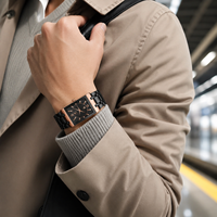 Reloj de Pulsera Rectangular de Acero Inoxidable para Hombre, Casual, con Calendario, Cuarzo, Resistente al Agua, Caja de 10 mm, Resistente al Agua hasta 30 m, Esfera con Agujas de 41 mm