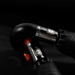 Custom Anti UV Windproof Modern Straight Business Gifts Fully-<b>Automatic</b> Portable Three-Fold Travel <b>Umbrella</b> Black Fiberglass - Product Image 5