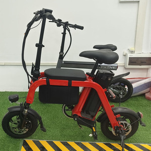Akıllı elektrikli araba iki tekerlekli bisiklet çift koltuklu katlanabilir arka taşıyıcı 250W 36V fırçasız Motor 3 vitesli dişliler kırmızı gri - Product Image 3