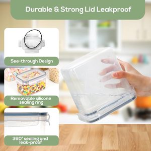 Lot de 15 bocaux de conservation alimentaire en plastique de qualité alimentaire, hermétiques, pour organiser la cuisine, idéaux pour les aliments, les collations, les céréales et les fruits secs - Product Image 4