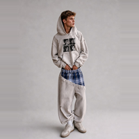 Ensemble deux pièces de survêtement molletonné épais pour homme, haute qualité, avec finition brute et effet vieilli, style streetwear vintage, fabrication sur mesure