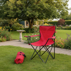 Sedia da Campeggio Pieghevole Rossa Portatile 51x51x83 in Acciaio Leggera e Resistente per Officine Palestre e Giardini Logo Personalizzabile - Product Image 3