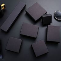 Boîte cadeau en carton noir personnalisée avec logo pour bijoux, vente en gros